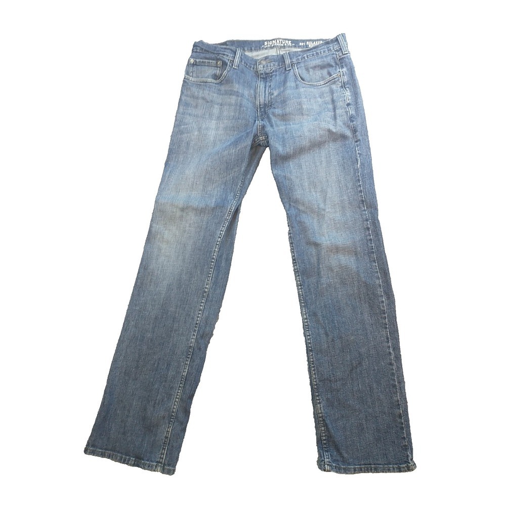Signature by Levi Strauss & Co S61 Relaxed Fit Blue Jeans Mens 34x33 Medium Wash